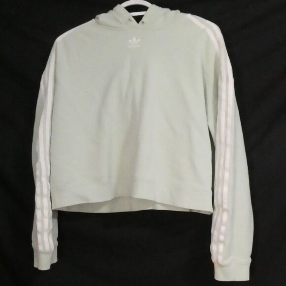 ADIDAS | large | Light Green Adidas Hoodie | White Stripes | Stitched Logo - Picture 1 of 16